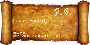 Frenk Vencel névjegykártya